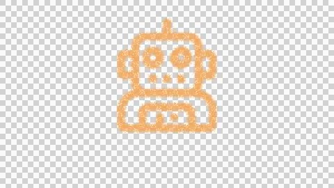 Icon user robot is made of yellow grains of sand. Some grains of sand fall down. Stock-Illustration