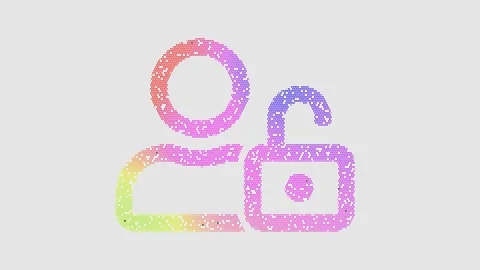 Icon user unlock is made up of LED square shapes that shimmer and flicker. There Stock Footage 301175035
