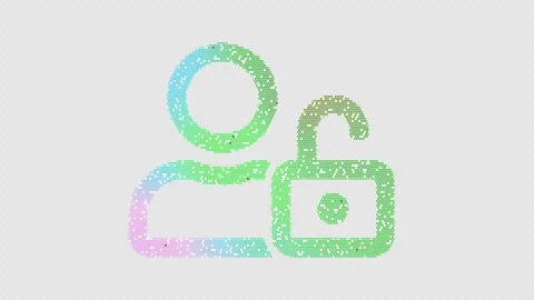 Icon user unlock is made up of LED square shapes that shimmer and flicker. There Stock Footage 301176441