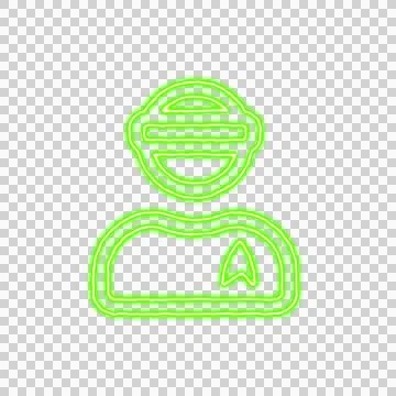 Icon user visor from the flow of energy of green color. Shimmering neon Stock Illustration