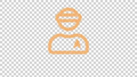 Icon user visor is made of yellow grains of sand. Some grains of sand fall down. Illustrazione stock