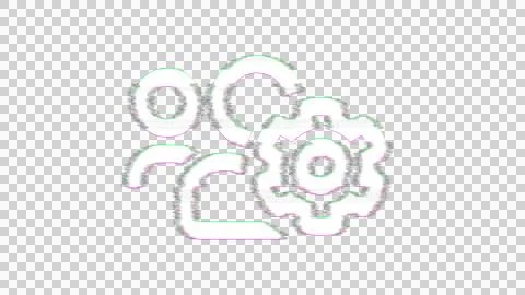 Icon users cog is distorted. Glitch. Noise, chromatic aberration, geometric Stock Illustration