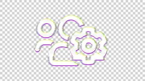 Icon users cog is distorted. Glitch. Noise, chromatic aberration, geometric Stock Illustration