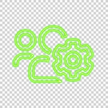 Icon users cog from the flow of energy of green color. Shimmering neon Stock Illustration