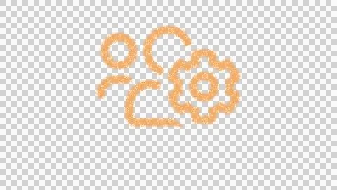 Icon users cog is made of yellow grains of sand. Some grains of sand fall down. Stock Illustration