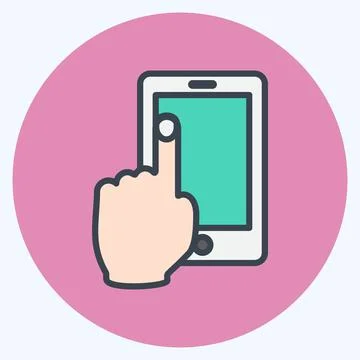 Icon Using Cell Phone. suitable for Hand Actions symbol. color mate style. si Ilustración de archivo