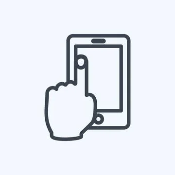 Icon Using Cell Phone. suitable for Hand Actions symbol. line style. simple d Ilustración de archivo