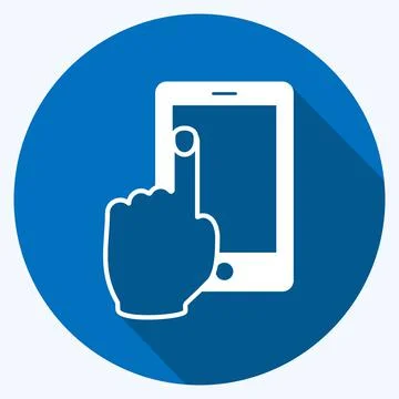 Icon Using Cell Phone. suitable for Hand Actions symbol. long shadow style. s Ilustración de archivo
