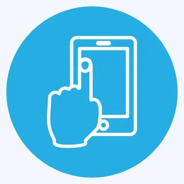 Icon Using Cell Phone. suitable for Hand Actions symbol. blue eyes style. sim Ilustración de archivo
