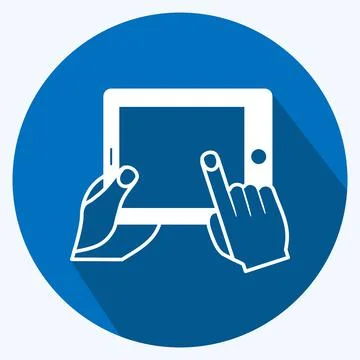 Icon Using Tablet. suitable for Hand Actions symbol. long shadow style. simpl Illustrazione stock
