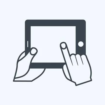 Icon Using Tablet. suitable for Hand Actions symbol. glyph style. simple desi Illustrazione stock