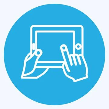 Icon Using Tablet. suitable for Hand Actions symbol. blue eyes style. simple  Illustrazione stock