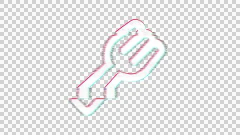 Icon utensil fork is distorted. Glitch. Noise, chromatic aberration, geometric Stock Illustration
