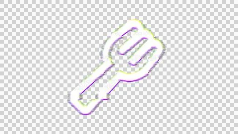 Icon utensil fork is distorted. Glitch. Noise, chromatic aberration, geometric Stock Illustration