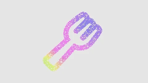 Icon utensil fork is made up of LED square shapes that shimmer and flicker. Stock Footage 301170857