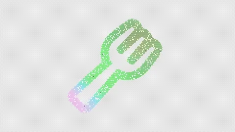 Icon utensil fork is made up of LED square shapes that shimmer and flicker. Stock Footage 301175198