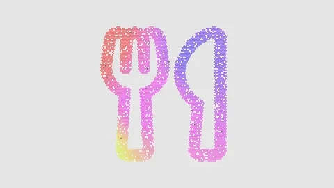 Icon utensils is made up of LED square shapes that shimmer and flicker. There Stock Footage 296148272