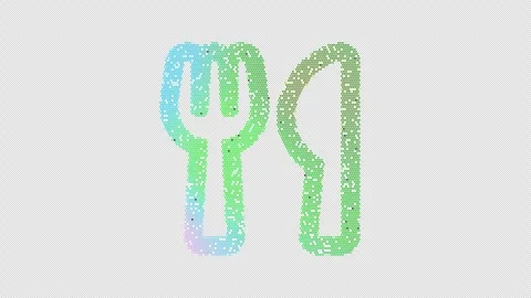 Icon utensils is made up of LED square shapes that shimmer and flicker. There Stock Footage 296149643