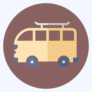 Icon Van - Flat Style - Simple illustration,Editable stroke Stock Illustration