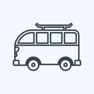 Icon Van - Line Style - Simple illustration,Editable stroke Illustrazione stock