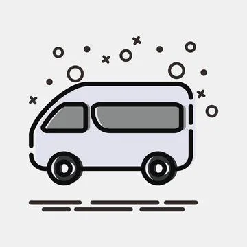 Icon van. Transportation elements. Icons in MBE style. Good for prints, pos.. Stock Illustration