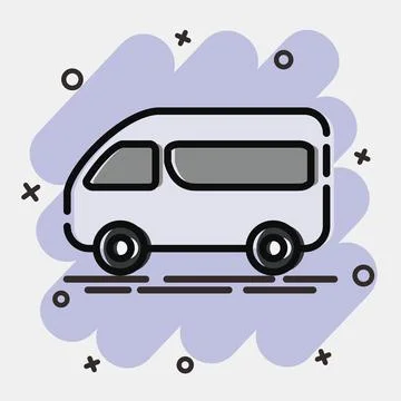 Icon van. Transportation elements. Icons in comic style. Good for prints, p.. Stock Illustration
