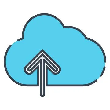 Icon Vector of Cloud with upward arrow - Line Cut Style イラスト素材