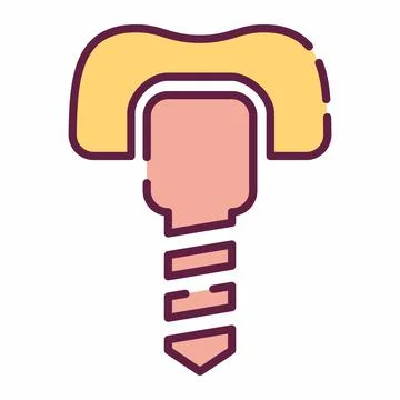Icon Vector of Dental Implants - Line Cut Style Stock Illustration