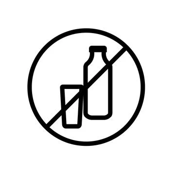 Icon vector illustration of milk bottle and glass as a lactose intolerant Stock Illustration