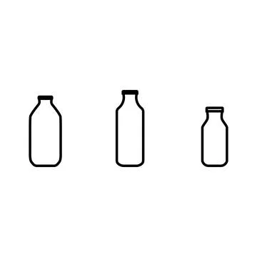 Icon vector illustration set of milk, kefir in different glass bottles. Isola Stock Illustration