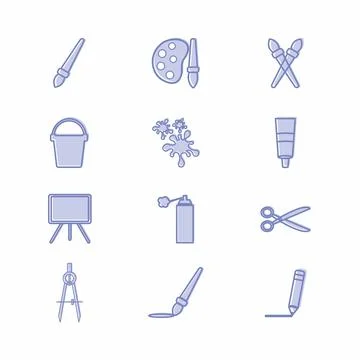 Icon Vector of Painting Set - Blue Twins Style Stock Illustration