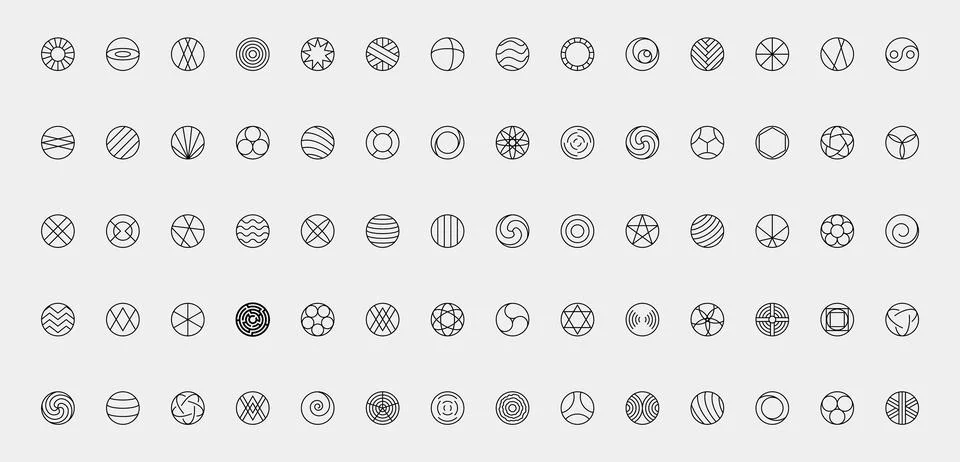 Icon vector symbol set. Round sign web button. Circle abstract logo flat desi Stock Illustration