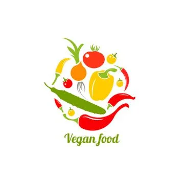 Icon of vegetables. Logo design vector template. Vegan food icon. Stock Illustration