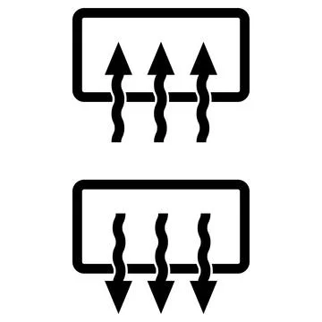 Icon ventilation car, window arrow computer, winter ventilation weather air Stock Illustration