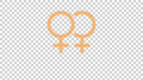 Icon venus double is made of yellow grains of sand. Some grains of sand fall Stock Illustration