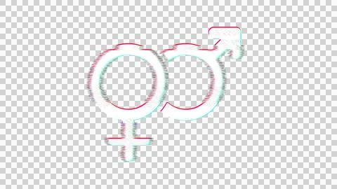 Icon venus mars is distorted. Glitch. Noise, chromatic aberration, geometric Ilustração Stock