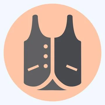 Icon Vest 2 - Flat Style,Simple illustration,Editable stroke Stock Illustration