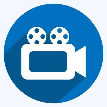 Icon Video Camera. suitable for Web Interface symbol. long shadow style. simp Stock Illustration