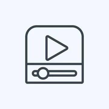 Icon Video Player. suitable for web interface symbol. line style. simple desi Stock Illustration