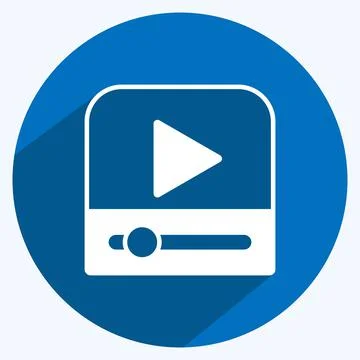 Icon Video Player. suitable for web interface symbol. long shadow style. simp イラスト素材