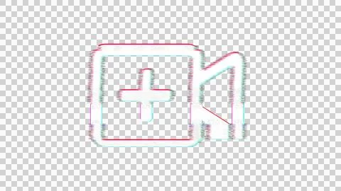 Icon video plus is distorted. Glitch. Noise, chromatic aberration, geometric Stock Illustration