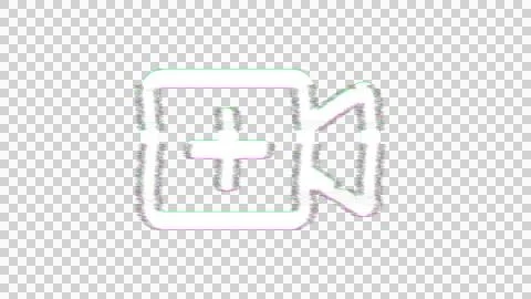 Icon video plus is distorted. Glitch. Noise, chromatic aberration, geometric Stock Illustration