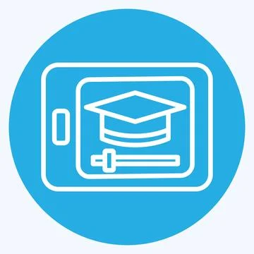 Icon Video Tutorial. related to Learning symbol. blue eyes style. simple de.. Stock Illustration