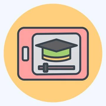 Icon Video Tutorial. related to Learning symbol. color mate style. simple d.. Stock Illustration