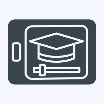 Icon Video Tutorial. related to Learning symbol. glyph style. simple design.. Stock Illustration