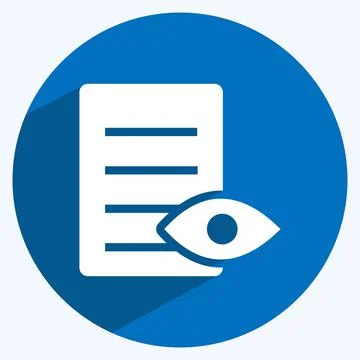 Icon View Document. suitable for User Interface symbol. long shadow style. si Ilustração Stock