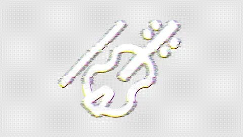 Icon violin is distorted. Glitch. Noise, chromatic aberration, geometric Video stock 307284049