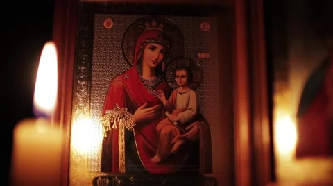 Icon of Virgin Mary Video stock 61011810