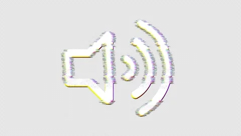 Icon volume up is distorted. Glitch. Noise, chromatic aberration, geometric Stock Footage 305474946