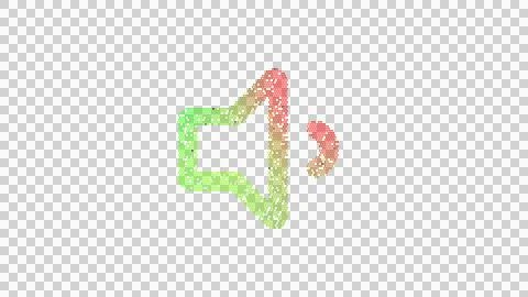 Icon volume down is made up of LED square shapes. There are bright diodes and Illustrazione stock